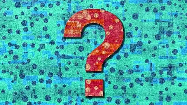 A large question mark with a colorful, abstract design on a textured background, suggesting curiosity or inquiry.