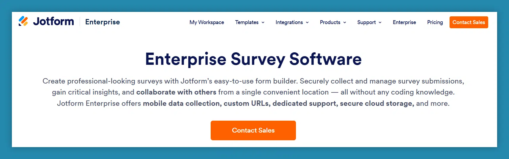 Enterprise survey software example: Jotform