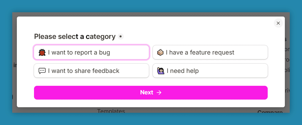 Tally's customer support overview flow step 1